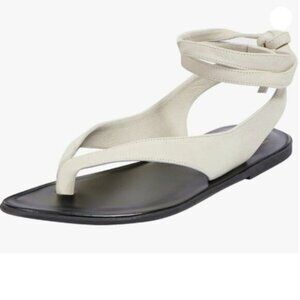 FOWT Women Split Round Toe Sandals Lace up Strappy Flats Casual Summer White